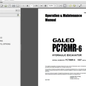 KOMATSU GALEO PC78MR-6 HYDRAULIC EXCAVATOR Operation & Maintenance Manual (SN:PC78MR-60 1507 and up) - pdf download