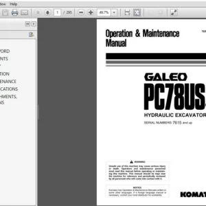 KOMATSU GALEO PC78US-6 HYDRAULIC EXCAVATOR OPERATION & MAINTENANCE MANUAL (SN:7615 & UP) - PDF DOWNLOAD