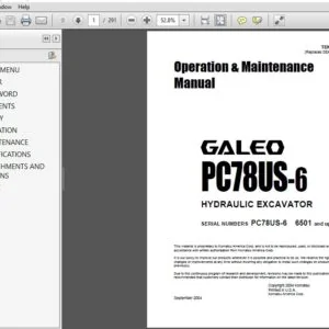 KOMATSU GALEO PC78US-6 HYDRAULIC EXCAVATOR Operation & Maintenance Manual (SN:6501 & UP) - PDF DOWNLOAD