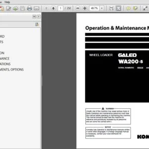 KOMATSU GALEO WA200-5 WHEEL LOADER OPERATION & MAINTENANCE MANUAL (SN:65629 and up) KOMATSU WA200-5 - PDF DOWNLOAD