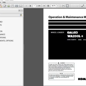 KOMATSU GALEO WA200L-5 WHEEL LOADER OPERATION & MAINTENANCE MANUAL (SN:65629 & UP) KOMATSU WA200L-5 - PDF DOWNLOAD