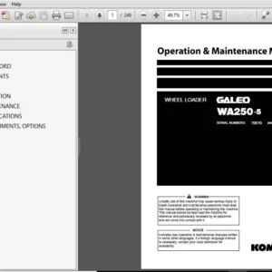KOMATSU GALEO WA250-5 WHEEL LOADER OPERATION & MAINTENANCE MANUAL (SN:70570 and up) KOMATSU WA250-5 - PDF DOWNLOAD