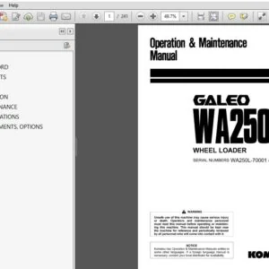 KOMATSU GALEO WA250L-5 WHEEL LOADER OPERATION & MAINTENANCE MANUAL (SN:70001 & UP) KOMATSU WA250L 5 - PDF DOWNLOAD