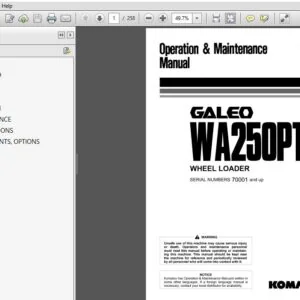 KOMATSU GALEO WA250PT-5 WHEEL LOADER OPERATION & MAINTENANCE MANUAL (SN:70001 & UP) - PDF DOWNLOAD