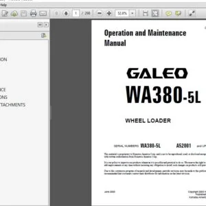 KOMATSU GALEO WA380-5L WHEEL LOADER OPERATION & MAINTENANCE MANUAL (SN:WA380-5L A52001 and UP) - PDF DOWNLOAD