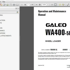 KOMATSU GALEO WA400-5L WHEEL LOADER OPERATION & MAINTENANCE MANUAL (SN:WA400-5L A40001 and UP) - PDF DOWNLOAD