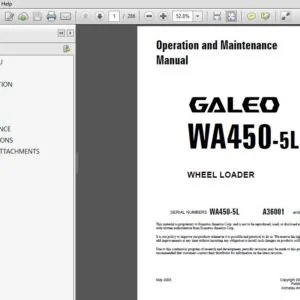 KOMATSU GALEO WA450-5L WHEEL LOADER OPERATION & MAINTENANCE  MANUAL (CEAM008901) KOMATSU WA450-5L
