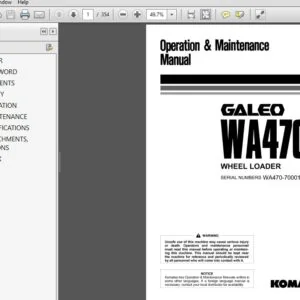 KOMATSU GALEO WA470-5 WHEEL LOADER OPERATION & MAINTENANCE MANUAL (SN:70001 & UP) KOMATSU WA470-5 - PDF DOWNLOAD
