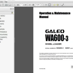 KOMATSU GALEO WA600-3 WHEEL LOADER OPERATION & MAINTENANCE MANUAL (SN:52001 & UP) KOMATSU WA600-3 - PDF DOWNLOAD