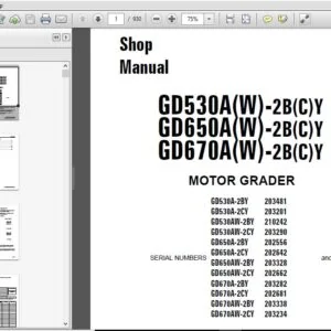 KOMATSU GD530A (W)-2B(C)Y, GD650A (W)-2B(C)Y, GD670A (W)-2B(C)Y MOTOR GRADER SERVICE REPAIR MANUAL - PDF DOWNLOAD