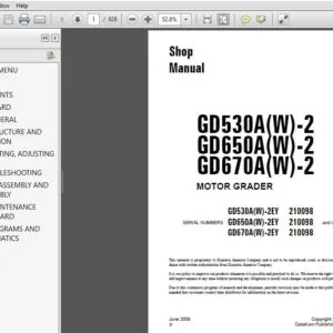 KOMATSU GD530A(W)-2 GD650A(W)-2 GD670A(W)-2 MOTOR GRADER SERVICE REPAIR MANUAL (SN:210098 and UP)KOMATSU GD530A(W) 2, GD650A(W) 2,GD670A(W) 2 - PDF DOWNLOAD