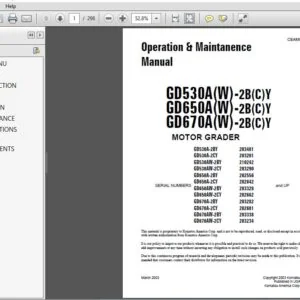 KOMATSU GD530A(W)-2B(C)Y GD650A(W)-2B(C)Y GD670A(W)-2B(C)Y MOTOR GRADER Operation & Maintenance Manual - PDF DOWNLOAD