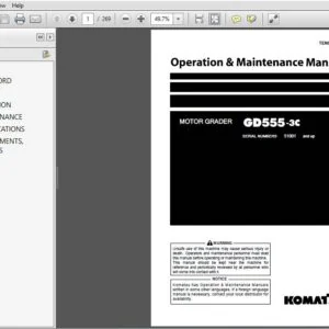 KOMATSU GD555-3C MOTOR GRADER OPERATION & MAINTENANCE MANUAL (SN:51001 & UP) KOMATSU GD555-3C - PDF DOWNLOAD
