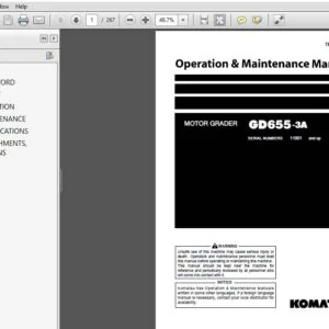 KOMATSU GD655-3A MOTOR GRADER OPERATION & MAINTENANCE MANUAL (SN:11001 & UP) KOMATSU GD655 3A - PDF DOWNLOAD
