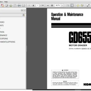 KOMATSU GD655-3C MOTOR GRADER OPERATION & MAINTENANCE MANUAL (SN:50001 & UP) KOMATSU GD655 3C - PDF DOWNLOAD