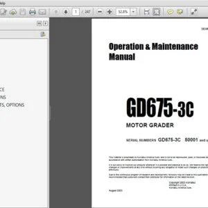 KOMATSU GD675-3C MOTOR GRADER Operation & Maintenance Manual (SN:50001 & UP) KOMATSU GD675-3C - PDF DOWNLOAD