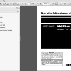 KOMATSU GD675-3E0 MOTOR GRADER OPERATION & MAINTENANCE MANUAL (SN:51301 & UP) KOMATSU GD675-3E0 - PDF DOWNLOAD