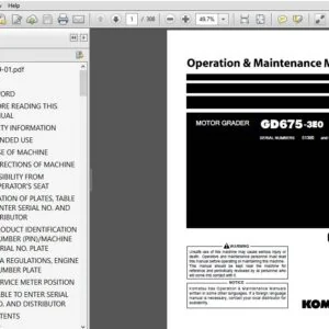 KOMATSU GD675-3E0 MOTOR GRADER OPERATION & MAINTENANCE MANUAL (SN:51390 & UP) KOMATSU GD675-3E0 - PDF DOWNLOAD