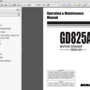 KOMATSU GD825A-2 MOTOR GRADER OPERATION & MAINTENANCE MANUAL (SN:12051 & UP) KOMATSU GD825A 2 - PDF DOWNLOAD