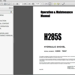 KOMATSU H285S HYDRAULIC SHOVEL Operation & Maintenance Manual (SN:78067) KOMATSU H285S - PDF DOWNLOAD