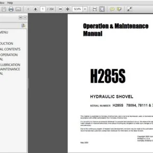KOMATSU H285S HYDRAULIC SHOVEL Operation & Maintenance Manual (SN:78094, 78111 & 78113) KOMATSU H285S - PDF DOWNLOAD