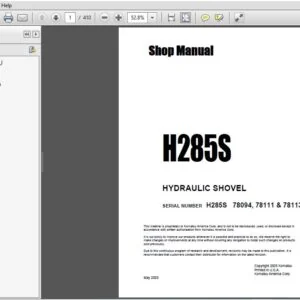 KOMATSU H285S HYDRAULIC SHOVEL SERVICE REPAIR MANUAL (SN:H285S 78094,78111&7813) KOMATSU H285S - PDF DOWNLOAD