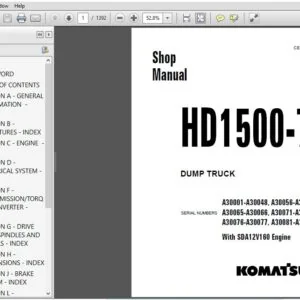KOMATSU HD1500-7 DUMP TRUCK SERVICE REPAIR MANUAL (CEBM019905) - PDF DOWNLOAD