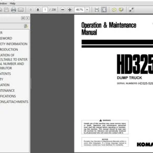 Komatsu HD325-6 Dump Truck Operator Manual (SN 5292+) PDF Download