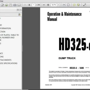 KOMATSU HD325-6 DUMP TRUCK Operation & Maintenance Manual (SN:HD325-6  5680 & UP) KOMATSU HD325-6 - PDF  DOWNLOAD