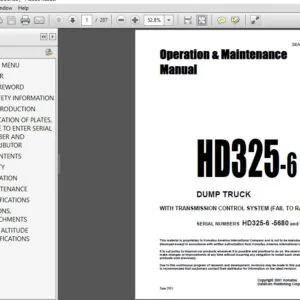KOMATSU HD325-6 DUMP TRUCK WITH TRANSMISSION CONTROL SYSTEM OPERATION & MAINTENANCE MANUAL (SN:HD325-6 -5680 & UP) - PDF DONWLOAD