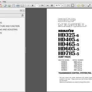 KOMATSU HD325-6 HD405-6 HD465-5 HD605-5 HD785-5 TRANSMISSION CONTROL SYSTEM (FAIL TO RANGE) SERVICE REPAIR MANUAL (SEBMW00401) - PDF DOWNLOAD
