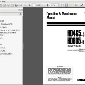 KOMATSU HD465-5 HD605-5 DUMP TRUCK OPERATION & MAINTENANCE MANUAL (SN:HD465-4763 & UP)(SN:HD605-1073 & UP) - PDF DOWNLOAD