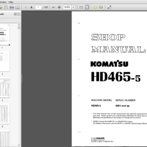 KOMATSU HD465-5 Rigid Dump Truck Service Repair Workshop Manual - PDF DOWNLOAD