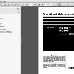 KOMATSU HD465-7 HD605-7 DUMP TRUCK OPERATION & MAINTENANCE MANUAL (TEN00271-03) KOMATSU HD465 7 - PDF DOWNLOAD