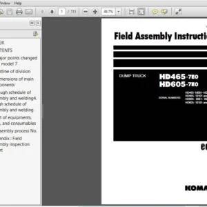 KOMATSU HD465-7E0 HD605-7E0 DUMP TRUCK FIELD ASSEMBLY INSTRUCTION MANUAL (GEN00046-04) - PDF DOWNLOAD