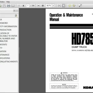 KOMATSU HD785-5 DUMP TRUCK OPERATION & MAINTENANCE MANUAL (SN:4085 & UP) KOMATSU HD785 5 - PDF DOWNLOAD