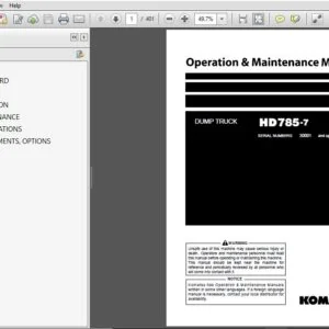 KOMATSU HD785-7 DUMP TRUCK OPERATION & MAINTENANCE MANUAL (SN:30001 and up) KOMATSU HD785-7 - PDF DOWNLOAD