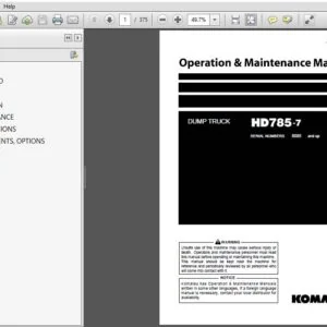KOMATSU HD785-7 DUMP TRUCK OPERATION & MAINTENANCE MANUAL (SN:8085 & UP) KOMATSU HD785-7 - PDF DOWNLOAD