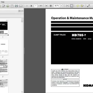 KOMATSU HD785-7 DUMP TRUCK OPERATION & MAINTENANCE MANUAL (SN:8378 & UP) KOMATSU HD785-7 - PDF DOWNLOAD