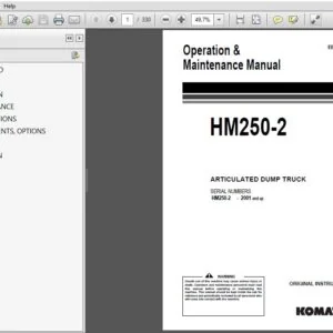KOMATSU HM250-2 ARTICULATED DUMP TRUCK OPERATION & MAINTENANCE MANUAL (SN:HM250-2 - 2001 and up) KOMATSU HM250-2 - PDF DOWNLOAD