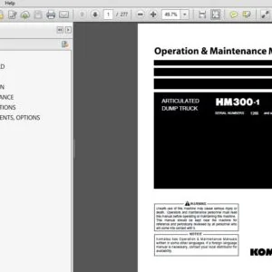 KOMATSU HM300-1 ARTICULATED DUMP TRUCK OPERATION & MAINTENANCE MANUAL (SN:1260 & UP) KOMATSU HM300-1 - PDF DOWNLOAD