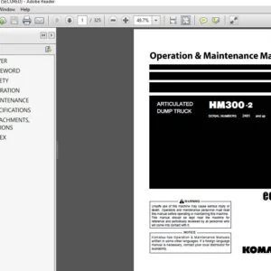 KOMATSU HM300-2 ARTICULATED DUMP TRUCK OPERATION & MAINTENANCE MANUAL (SN:2481 & UP) KOMATSU HM300 2 - PDF DOWNLOAD