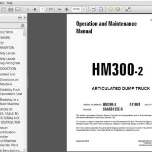 KOMATSU HM300-2 ARTICULATED DUMP TRUCK Operation and Maintenance Manual (SN:HM300-2 A11001 and UP) KOMATSU HM300-2 - PDF DOWNLOAD