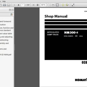KOMATSU HM300-2 ARTICULATED DUMP TRUCK SERVICE REPAIR MANUAL - PDF Download