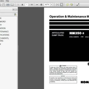 KOMATSU HM350-2 ARTICULATED DUMP TRUCK OPERATION & MAINTENANCE MANUAL (SN:2164 & UP) KOMATSU HM350-2 - PDF DOWNLOAD