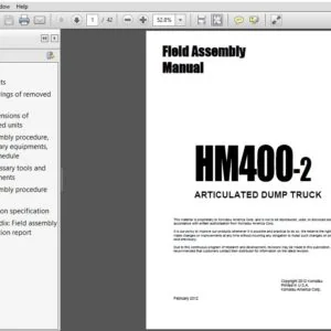 KOMATSU HM400-2 ARTICULATED DUMP TRUCK Field Assembly Manual (GEN00042-04) KOMATSU HM400-2 - PDF DOWNLOAD