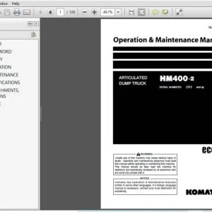 KOMATSU HM400-2 ARTICULATED DUMP TRUCK OPERATION & MAINTENANCE MANUAL (SN:2372 & UP) KOMATSU HM400-2 - PDF DOWNLOAD