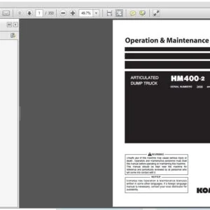 KOMATSU HM400-2 ARTICULATED DUMP TRUCK OPERATION & MAINTENANCE MANUAL (SN:2638 & UP) KOMATSU HM400 2 - PDF DOWNLOAD