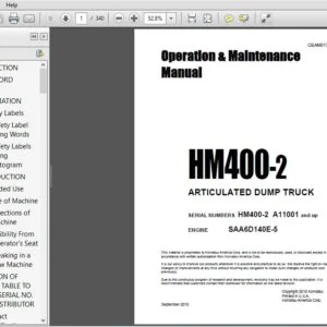 KOMATSU HM400-2 ARTICULATED DUMP TRUCK Operation & Maintenance Manual (SN:HM400-2 A11001 and up) KOMATSU HM400-2 - PDF DOWNLOAD
