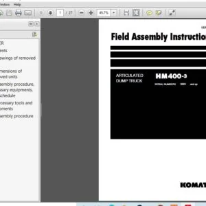 KOMATSU HM400-3 ARTICULATED DUMP TRUCK Field Assembly Instruction MANUAL (SN:3001 & UP) KOMATSU HM400-3 - PDF DOWNLOAD